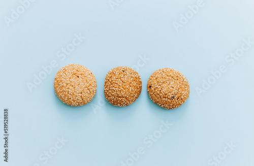 oatmeal cookies on a blue background