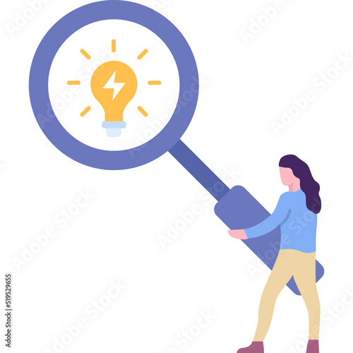 Woman with loupe vector searching idea icon