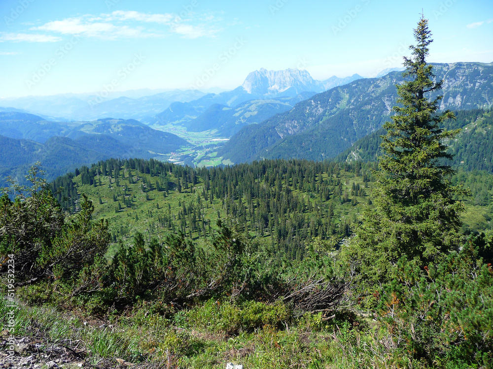 Eine grüne Berglandschaft in Tirol. Eine grüne Berglandschaft in Tirol.