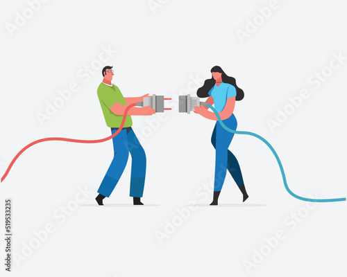 Partnership, teamwork collaboration or work meeting. Business solutions, Success communicate, Partnership deal, perfect match connection. Business vector illustration.