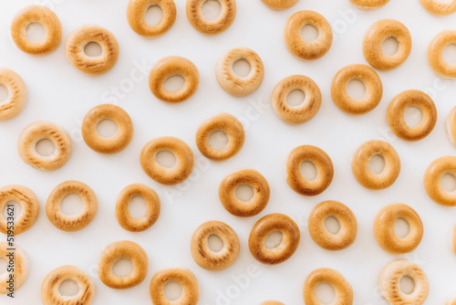 Fresh bagel on white background