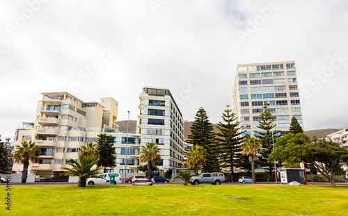 Cape Town, South Africa - May 12, 2022: Street scene on Sea Point breach front avenue