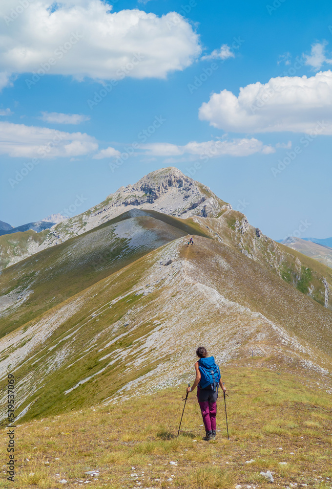 Appennini mountains, Italy - The mountain summit of central Italy, Abruzzo region, over 2000 meters, with hiker path for trekking