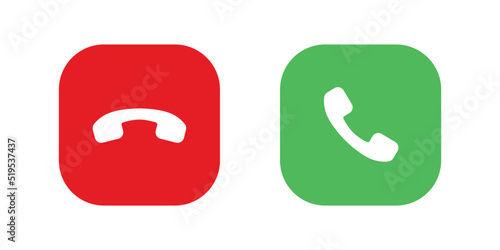 Phone call icon. Accept calling and decline isolated on square button