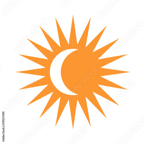 Abstract stylized decorative boho sun sign. Decor for interior decoration, poster, clothing. Flat isolated illustration on white background