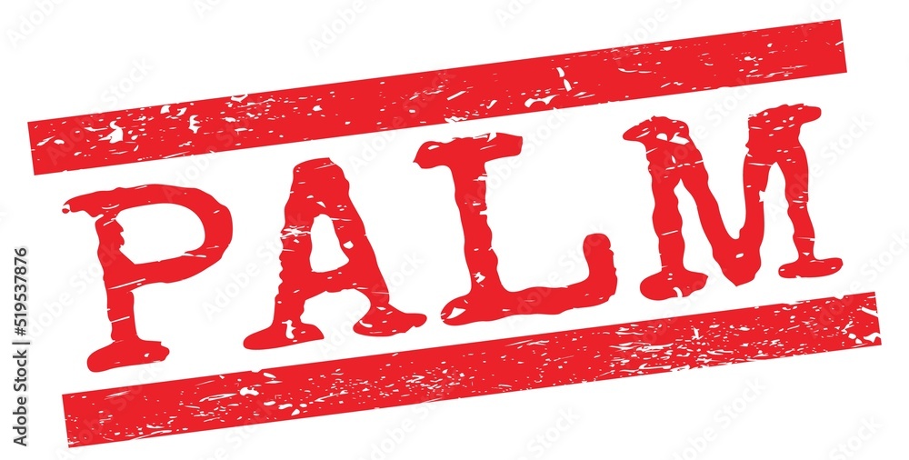 PALM text on red lines stamp sign. PALM text on red lines stamp sign.