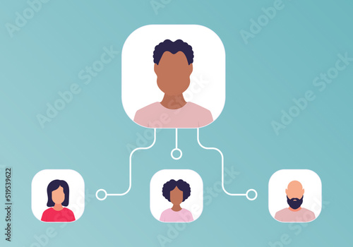 Scheme of subordination of people. Vector. Flat style.