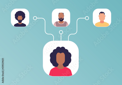 Scheme of subordination of people. Flat style. Vetkaran illustration.