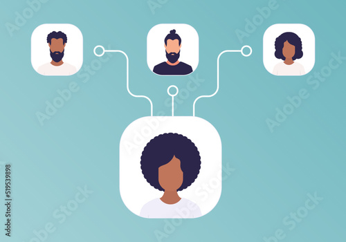 Scheme of subordination of people. Previous illustration.