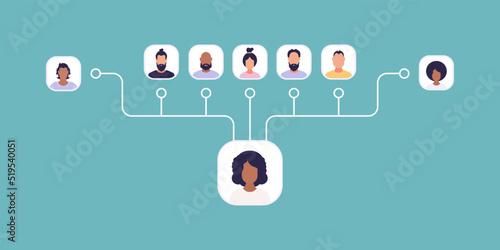 Scheme of subordination of people. Flat style. Vetkaran illustration.