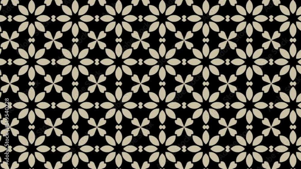 Seamless tile pattern animation with floral signs. Panning Seamless tile pattern animation with floral signs. Panning