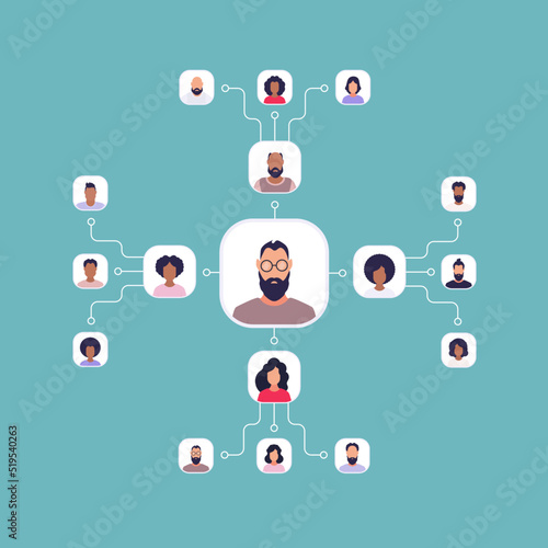 Scheme of subordination of people. Previous illustration.
