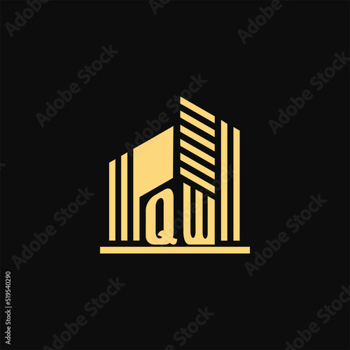 QW Initial Construction real Estate home  Logo Design photo