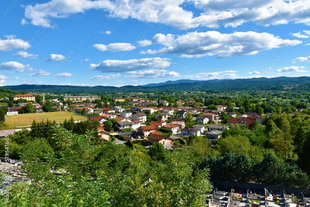 View of the town of Ilirska Bistrica in Notranjska region of Slovenia