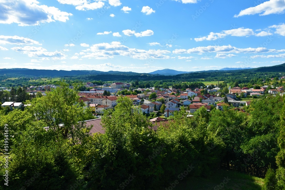 View of Ilirska Bistrica town in Notranjska region of Slovenia