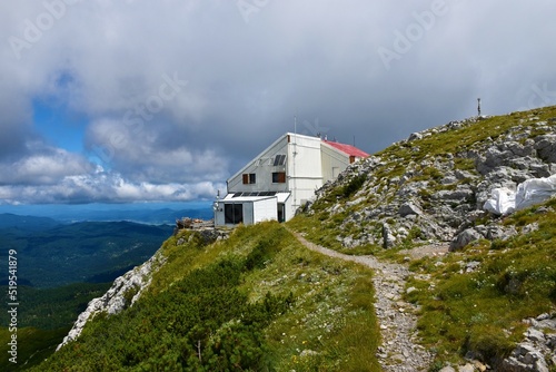 Mountain shelter at the top of Sneznik mountain in Notranjska, Slovenia