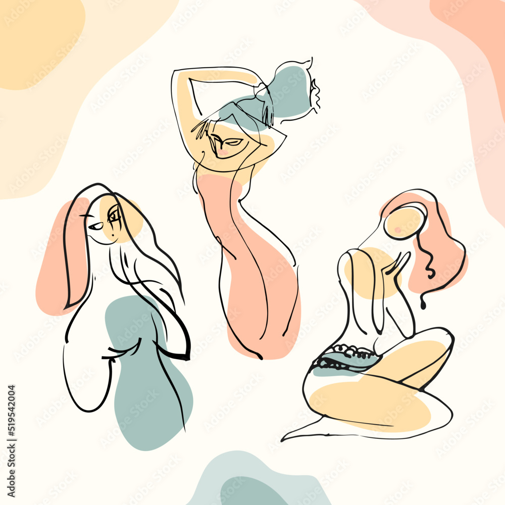 women line art tender vector set women line art tender vector set