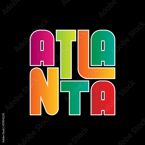 Atlanta Typography poster. T-shirt fashion Design. Template for poster, print, banner, flyer.