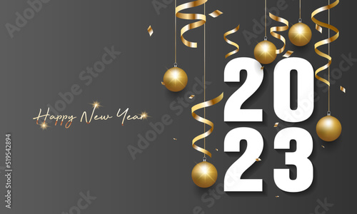 2023 Happy New Year Background Design. Greeting Card, Banner, Poster. Vector Illustration.