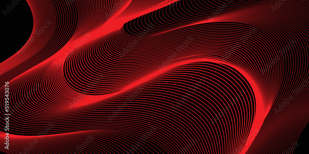 Red line wave and black abstract background Red line wave and black abstract background