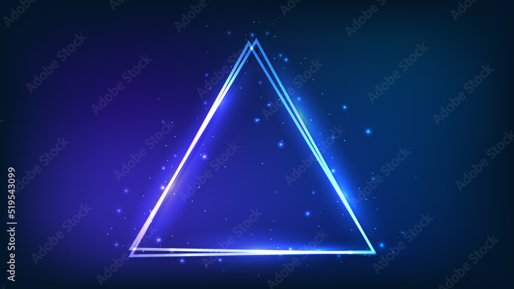 Neon double triangular frame with shining effects Neon double triangular frame with shining effects