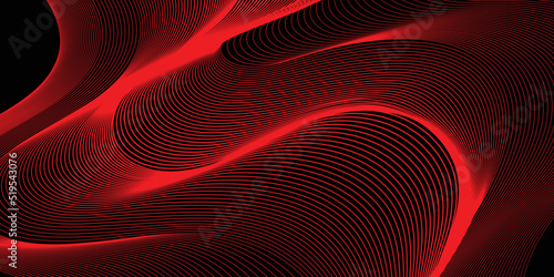 Red line wave and black abstract background