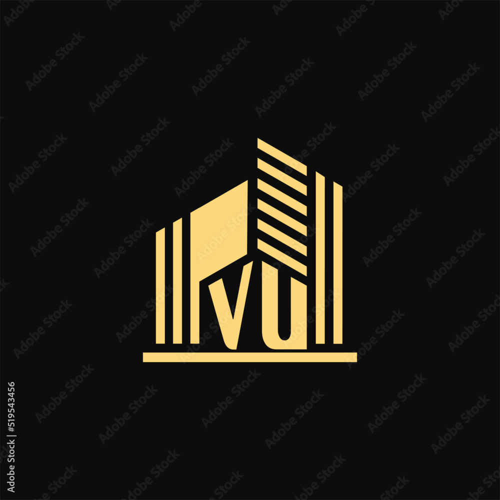 VU Initial Construction real Estate home Logo Design Stock Vector ...