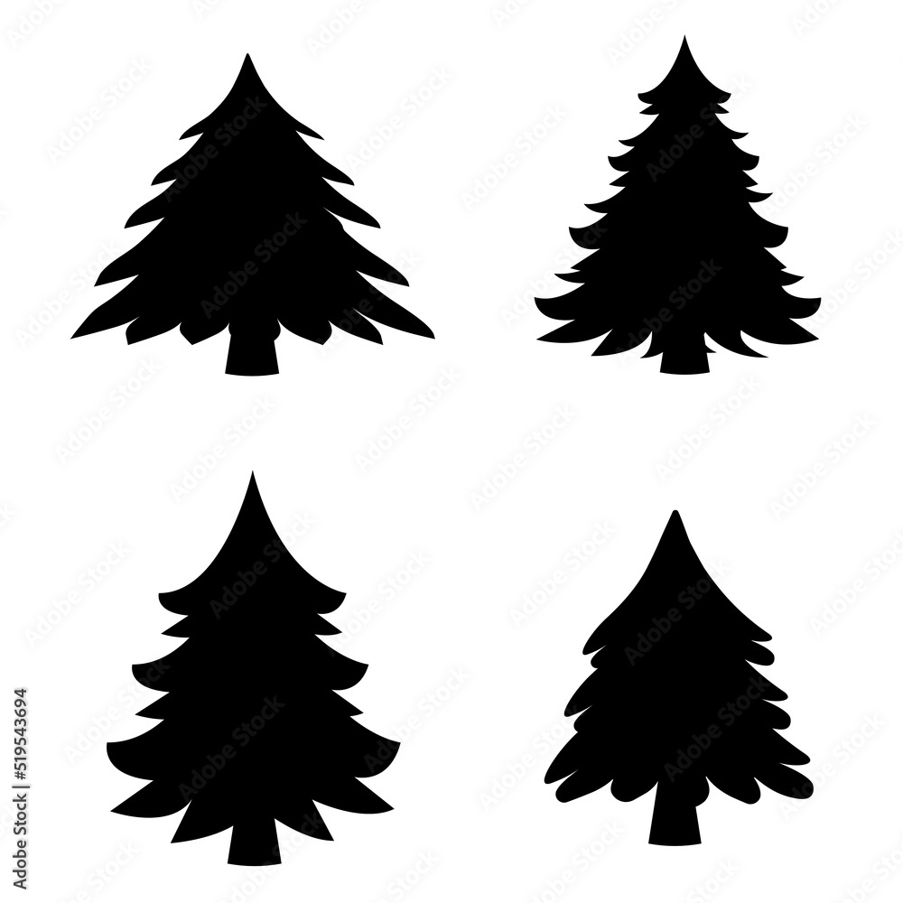 Fototapeta premium Silhouette Christmas trees set. Vector illustration