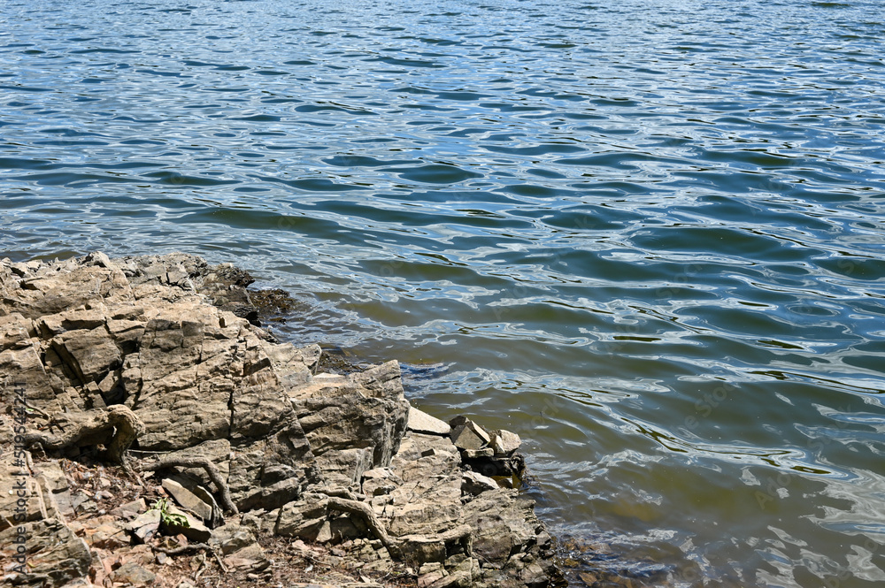 Stones  on the shore of a lake