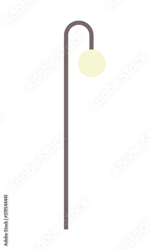 Streetlight with round lamp semi flat color vector object. City illumination. Full sized item on white. Equipment simple cartoon style illustration for web graphic design and animation