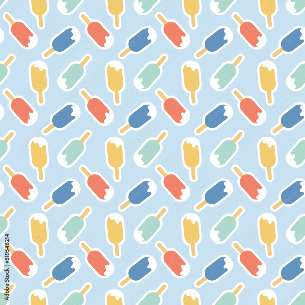 Creamy ice cream in sweet red yellow blue glaze seamless pattern background Creamy ice cream in sweet red yellow blue glaze seamless pattern background