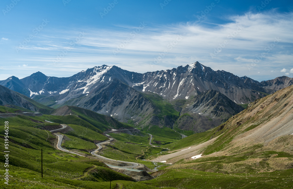 The Duku road in mountains in Xinjiang, China.