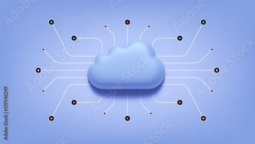 Cloud Server Technology, API, Sharing and Sending Data, Network Connection Illustration, Server Storage or Hosting and Domain Concept