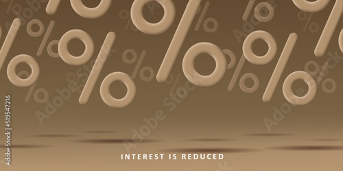 Pattern background with 3d signs of percent symbol falling. Vector illustration