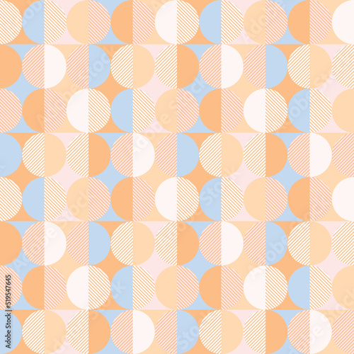 Abstract Geometric Monochrome Style Circles Diagonal Stripes Seamless Retro Pattern Minimal Simple Elegant Design Perfect for Allover Fabric Print or Wrapping Paper