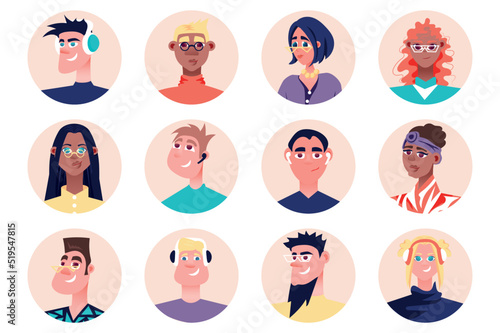 Designers people avatars isolated set. Portraits of female and male mascots working as artists, illustrators and painters in creative studio. Vector illustration with characters in flat cartoon design