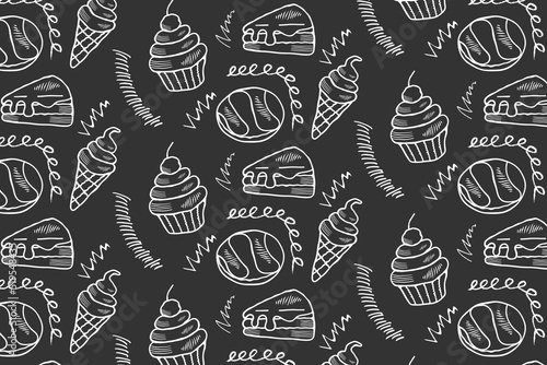 Seamless drawing in retro vintage style. Seamless pattern vector illustration.