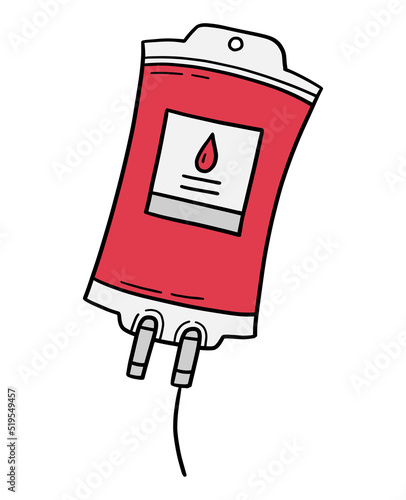 Medical dropper icon in linear doodle style, blood donation