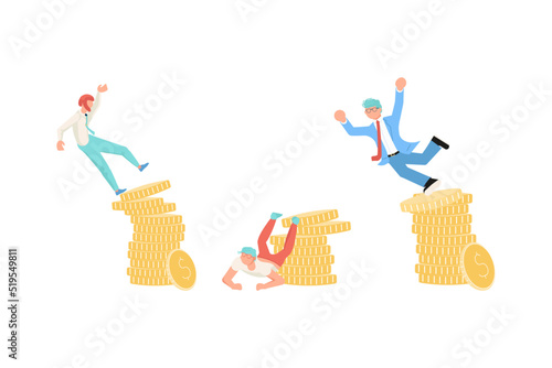 Concept of drop income and loss of savings during the economic crisis