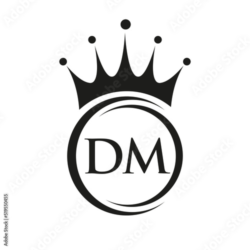 Letter DM Crown Logo. Royal Crown Logo for Spa, Yoga, Beauty, Fashion, Star, Elegant, Luxury Sign