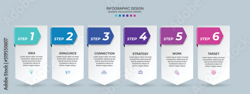 Business visualization infographic design template with options, steps or processes. Can be used for presentation, diagram, annual report, web design, workflow layout