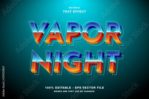 Vapor Night Wave Style 3D Editable Text Effect