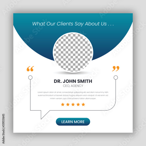 Customer feedback testimonial social media post web banner template