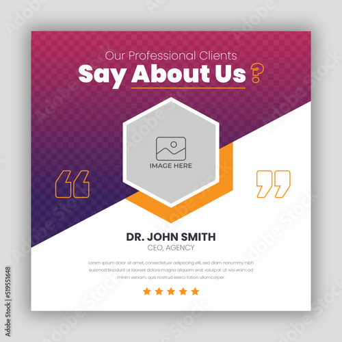 Customer feedback testimonial social media post web banner template