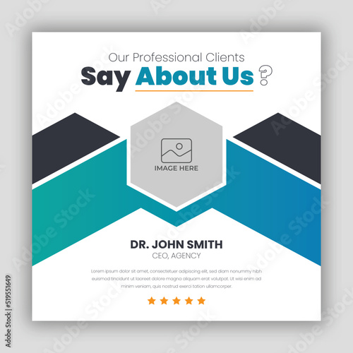 Customer feedback testimonial social media post web banner template