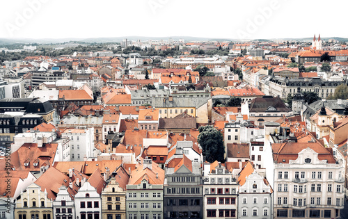 Rooftop view of Plzen (Pilsen) cityscape. Czech Republic