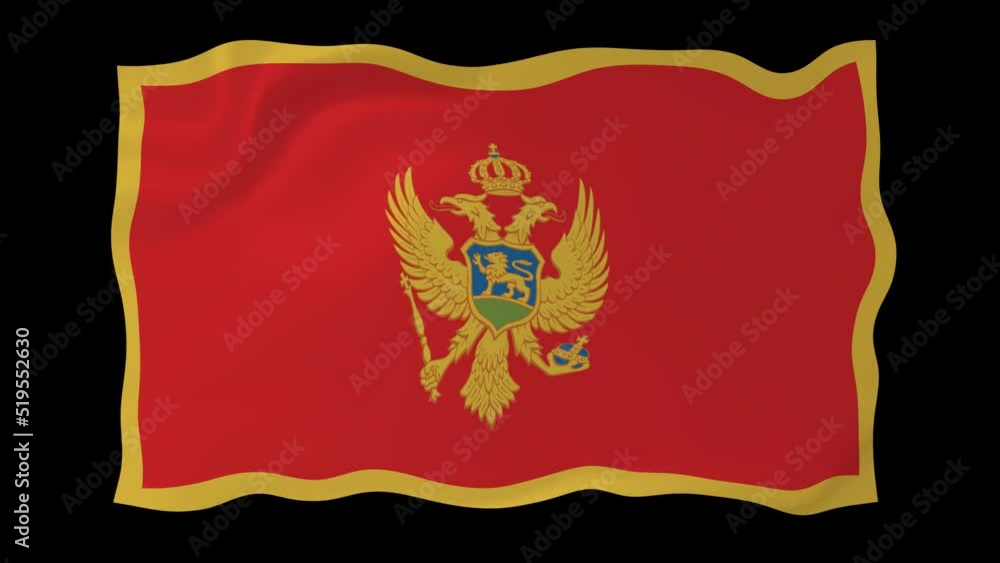 montenegro flag wave motion black background montenegro flag wave motion black background