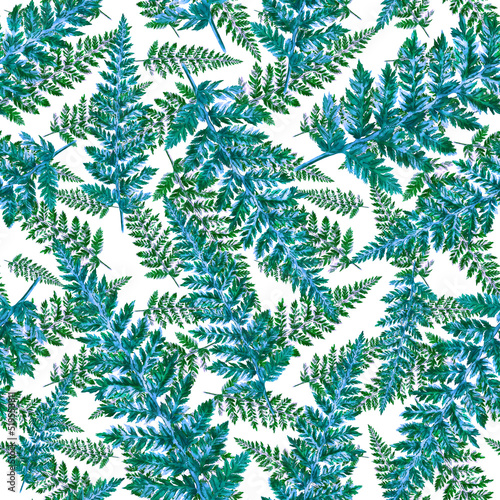 Watercolor seamless pattern with fern leaves. Foliage decoration. Vintage botanical exotic illustration wallpaper. 
