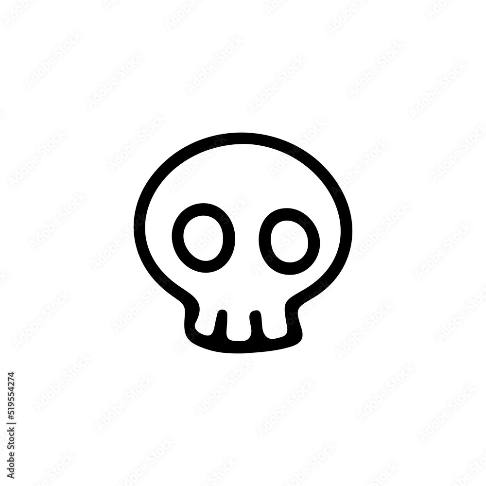 Hand drawn line art monochrome Halloween skull illustration. Hand drawn line art monochrome Halloween skull illustration.