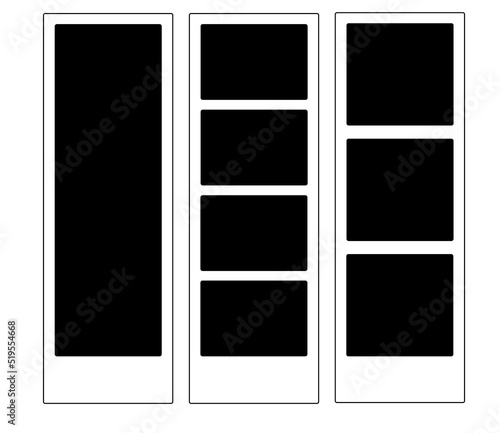 Set of White polaroid frame size 2x6 set of the film strip.	